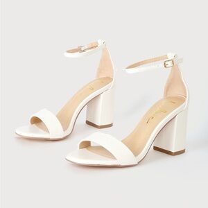 Lulus White Ankle Strap Heels